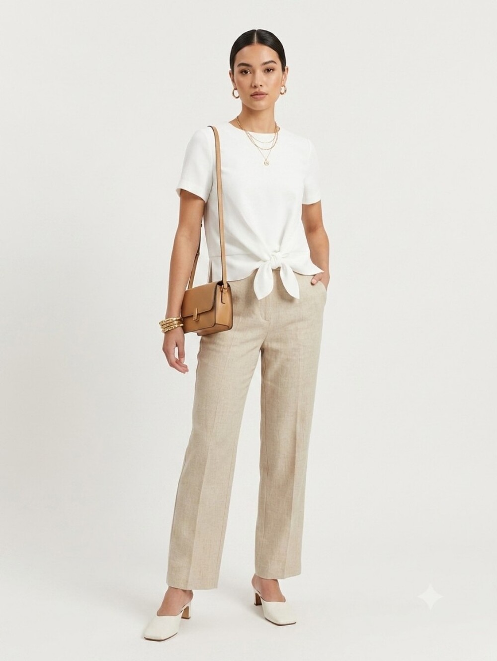 Club Monaco ✨️ Women's White Tie-Front Short Sleeve Blouse Size SP
